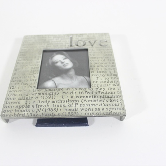Small Vintage Square LOVE Pewter Picture Frame 3” x 2” Seagull Canada, Easel - Picture 7 of 7